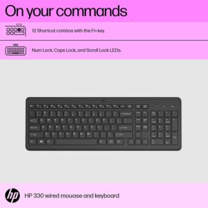 HP 330 Wireless Black Keyboard and Mouse Set with Numeric Keypad, 2.4GHz Wireless Connection